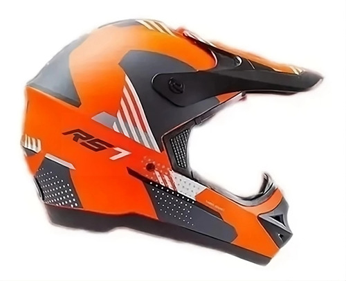 Casco Cross Rs7 Naranja/gris T-l Hawk Moto Avenida