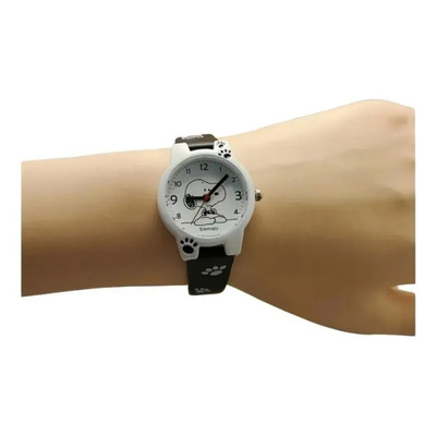 Reloj Pulsera Perro Análogo Unisex Correa Tipo Cuero Negro