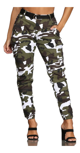 U Pantalones De Camuflaje Tipo Jogger Cargo De Cintura Alta