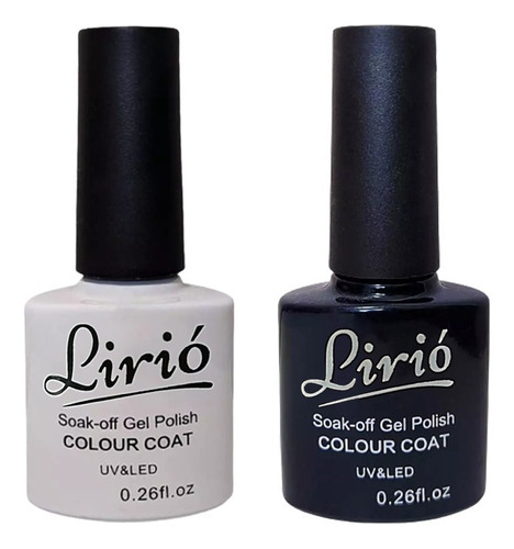 Esmaltes Lirió Branco Preto Unhas Decoradas Kit Led Uv 10ml