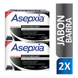 2 Jabones Asepxia Carbón Detox - Barra × 100g.