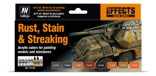 Vallejo 70183 Set X8 Colores Efectos Rust Stain Streaking 