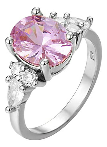 Anillo De Plata Con Zafiro Rosa 3.3ct, Talla 6-10