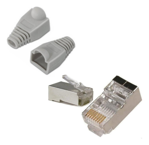 Pack 50 Rj-45 Cat 6 Blindado + 50 Capuchones