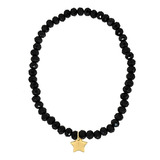 Pulsera Cristales Negro Estrella Enchapado Oro 18k