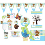 2x1 Kit Imprimible Baby Osito, Baby Shower Blue,  Fiesta