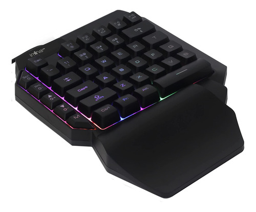 Teclado Gamer Rgb Uma Mão Semi Mecãnico Jogos