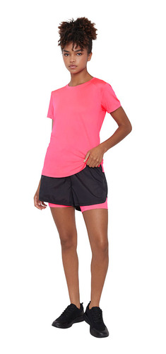 Short Calza Mujer Deportivo Negro/rosado Corona