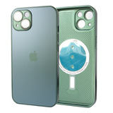 Capa Magsafe Vidro Temperado Silicone Para iPhone 14 - Verde