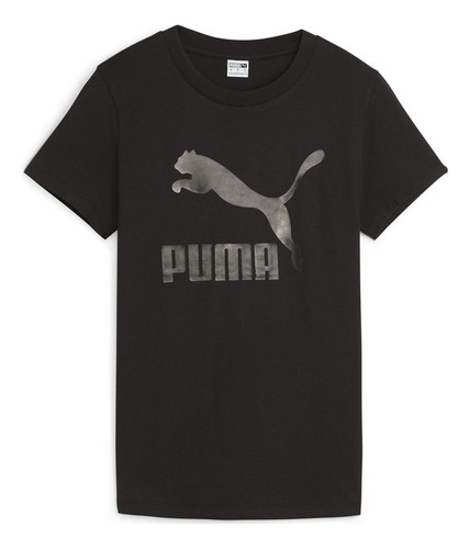 Polera Puma Classics Shiny Logo Tee (s) Negro Mujer