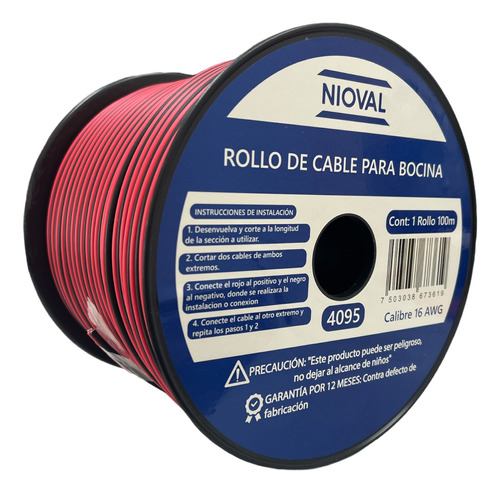 Rollo De Cable Para Bocina 100mts Calibre 16 X 2 