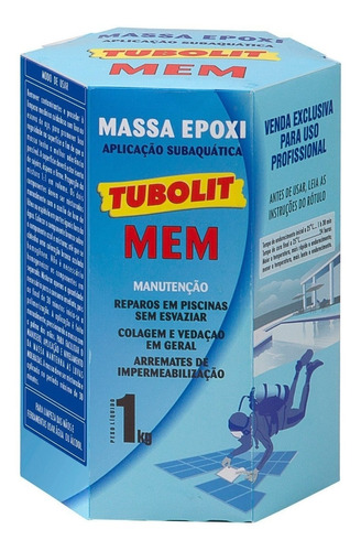 Massa Epóxi Tubolit Mem Piscina Azul  (cj De 1 Kg) Tubolit