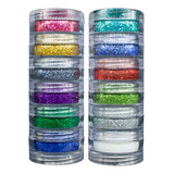 Kit 12 Cores Glitter Em Pó Biodegradável 2972 Colormake