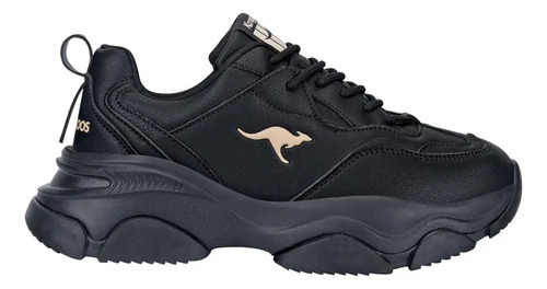 Tenis Casual Choclo Kangaroos 903a Negro Para Mujer