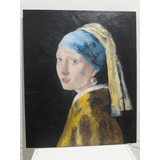 Cuadro La Joven De La Perla Vermeer Pintado A Mano 36x43cm
