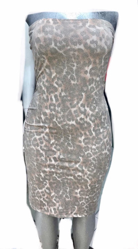 Vestido Sexy Strapless Vinipiel Beige Unitalla Animalprint