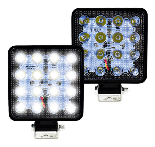 Par Faros 16 Led Auxiliar Cuadrado 4x4 C/estrobo Tunix