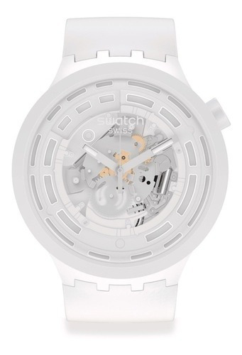 Reloj Swatch Bioceramic C-white Sb03w100 Color De La Malla Blanco Color Del Bisel Blanco Color Del Fondo Blanco