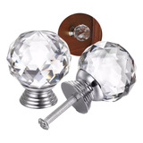 Tirador De Cristal Facetado Esfera Diamante Transparente X 6