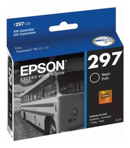 Cartucho Epson T297 Negro Original Alto Rendi Xp-231 241