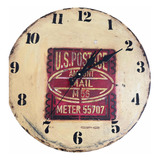 Reloj De Pared Redondo Madera Pintura Artesanal Decorativo