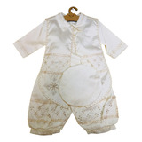 Ropon Beige Bautizo Niño Con Boina Y Estola Casual Y Hermoso