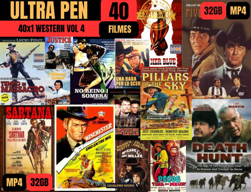 Pen Drive 32gb 40 Filmes Western Volume 4 Bang Bang Faroeste