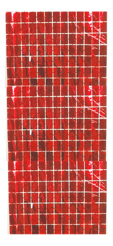 Cortina Metálica De Cuadros Roja 100x200cm