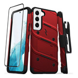 Funda Samsung S22 Zizo Bolt + Mica Grado Militar Uso Rudo Rojo