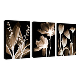 Cuadros Decorativos Modernos Tríptico Hojas Y Flores 020