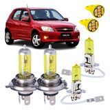 Kit Lâmpadas H4 H3 Celta Iluminação Amarela 3000k Carro 12v