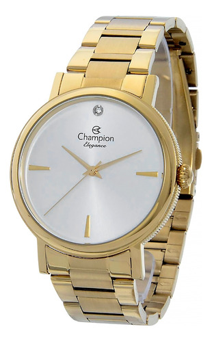 Relógio Feminino Champion Luxo Dourado + Colar E Brincos