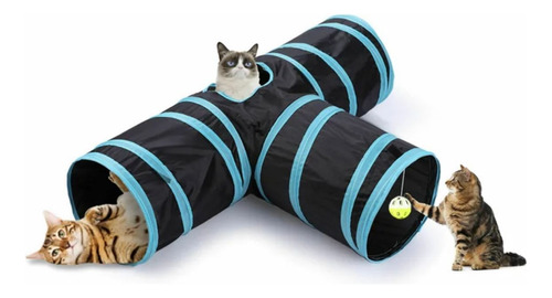 Túnel Para Gato Dobrável Em T Brinquedo Pets Gatos Tunel
