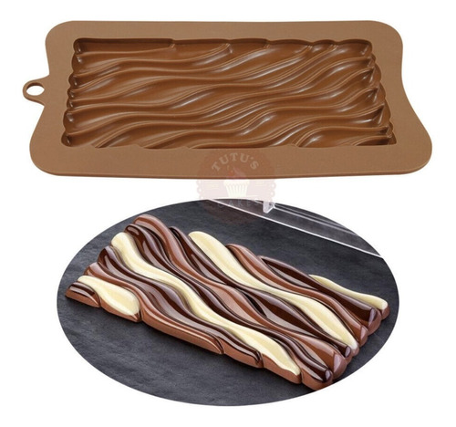 Molde De Silicona Tableta Barra Chocolate Ondas