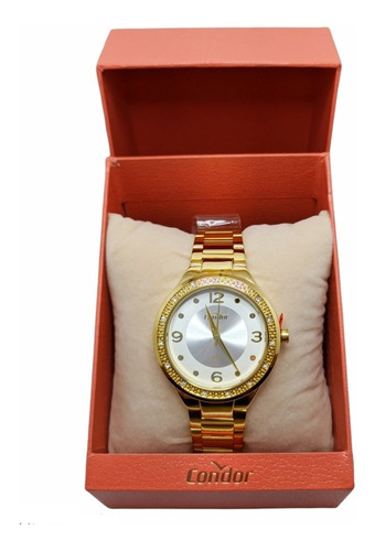 Relógio Feminino Dourado Analógico Condor Inox Social Luxo 