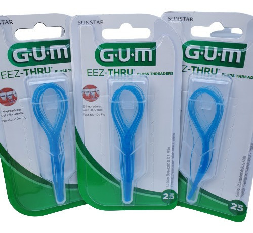 Enhebradores De Hilo Dental Gum Eez-thru Ortodoncia 3 Piezas