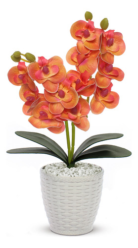 Vaso Flores Artificiais Arranjo Orquídea Decorativa Premium