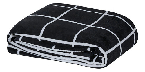 Manta Cobertor Flannel Macia Austin Casal Padrão 01 Peça Cor Preto