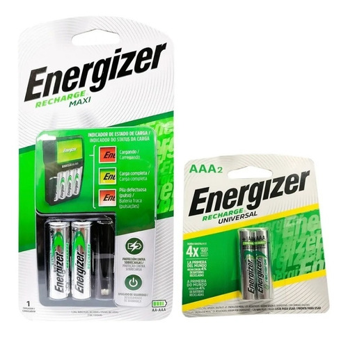 Combo Cargador De Baterias Energizer Maxi Aa + Aaax2
