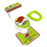 Grinch Juego De Baño Navideño Con Tapete