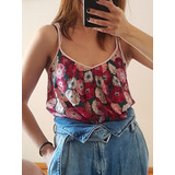 Blusa Lencera Las Pepas Xs Flores Tipo Retro Vintage