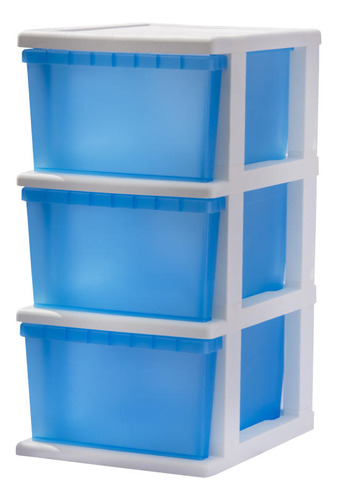 Cajonera Plastico 3 Cajones Armable Azul Wenco