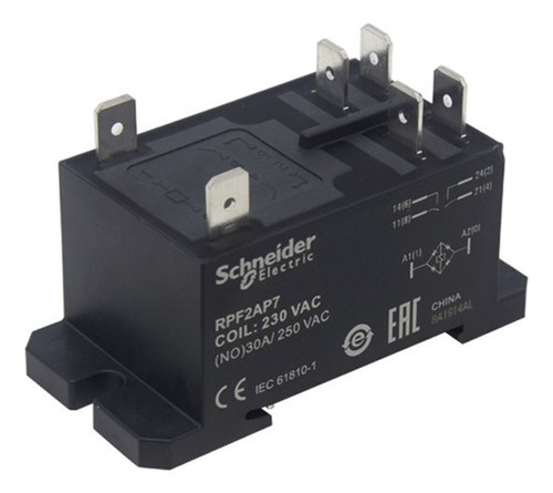 Relé De Potência Industrial 6 Pinos 30a 2na 230vca Rpf2ap7 - Schneider Electric