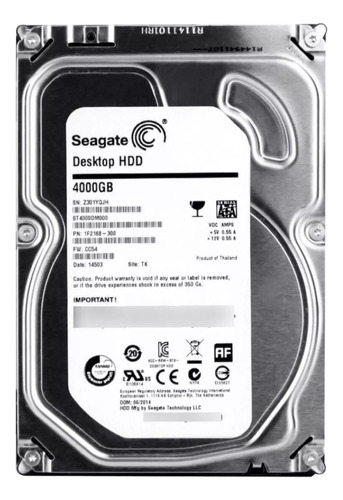 Hd Sata Seagate 4tb 5.9k 3.5 0vf3t3 Vf3t3 - St4000dm000