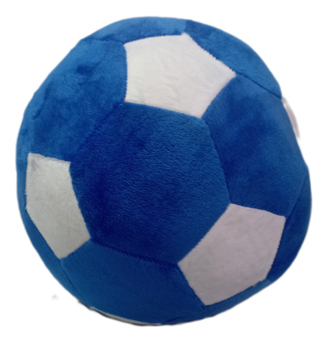 Cojin Balón De Futbol De Peluche Azul Y Blanco