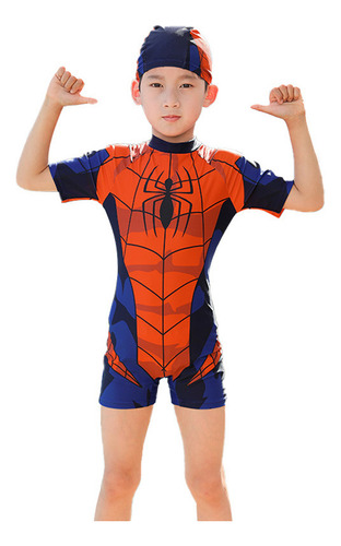 Traje Baño Infantil Spider-man Secado Rápido Para N
