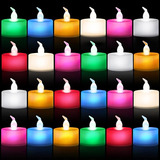 24 Velas Led De Te De Navidad Funciona Con 7 Colores Cambian