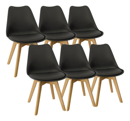 Sillas X6 Eames Tulip Comedor Almohadón Patas Madera Ct