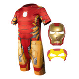 Fantasia Roupa Infantil Homem De Ferro 2 Máscaras Envio Já