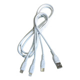 Cable De Carga Usb 3 En 1 Micro Usb Tipo C Y iPhone Mallado